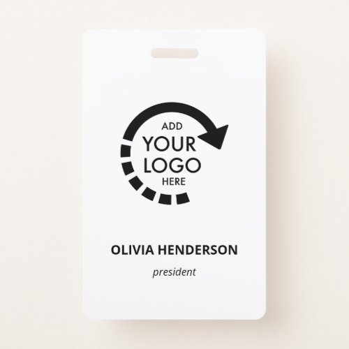 Custom Logo Business ID Employee  Modern White Badge