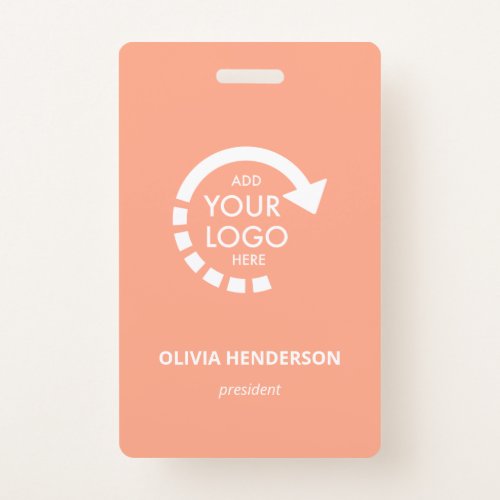 Custom Logo Business ID Employee  Peachy Coral Badge