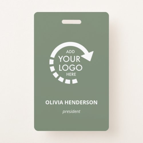 Custom Logo Business ID Employee  Sage Green Badge