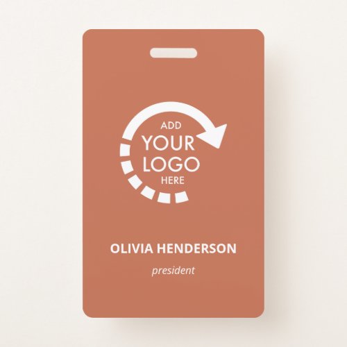 Custom Logo Business ID Employee  Terracotta Badge