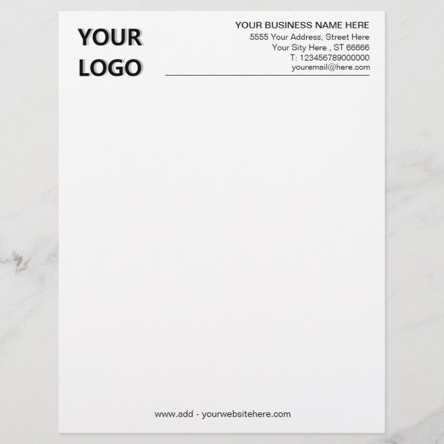 Custom Logo Business Info Your Company Letterhead (Front)