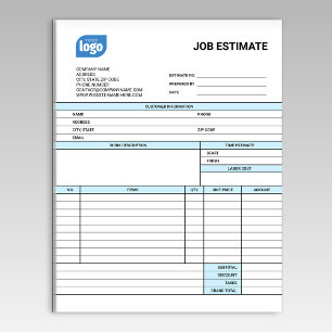 Custom Logo Business Job Estimate Form Notepad