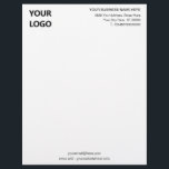 Custom Logo Business Name Addtess Info Letterhead<br><div class="desc">Simple Personalized Business Office Letterhead with Logo - Add Your Logo - Image / Business Name - Company / Address - Contact Information - Resize and move or remove and add elements / text with customization tool. Choose your colors / font / size ! Good Luck - Be happy :)...</div>