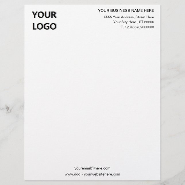 Custom Logo Business Name Addtess Info Letterhead (Front)