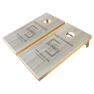 Custom Logo Business Name and Rustic Wood Template Cornhole Set
