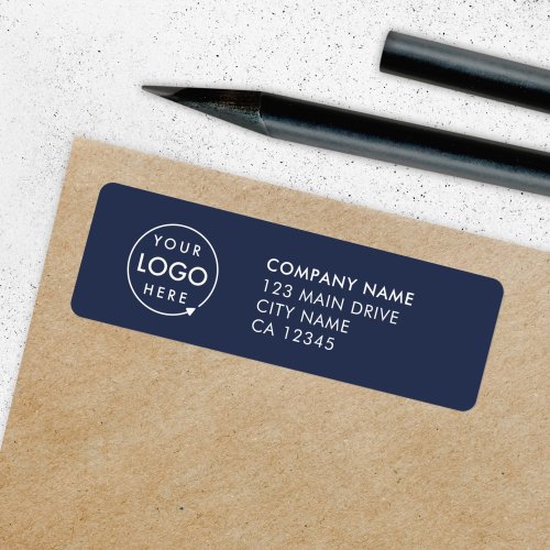 Custom Logo  Business Navy Blue Return Address Label