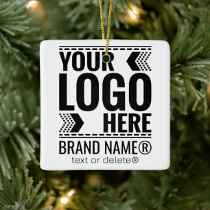Custom Logo, Business or Brand Logo Personalized Ceramic Ornament