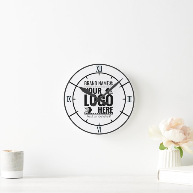 Custom Logo, Business or Brand Logo Personalized  Round Clock (Home)