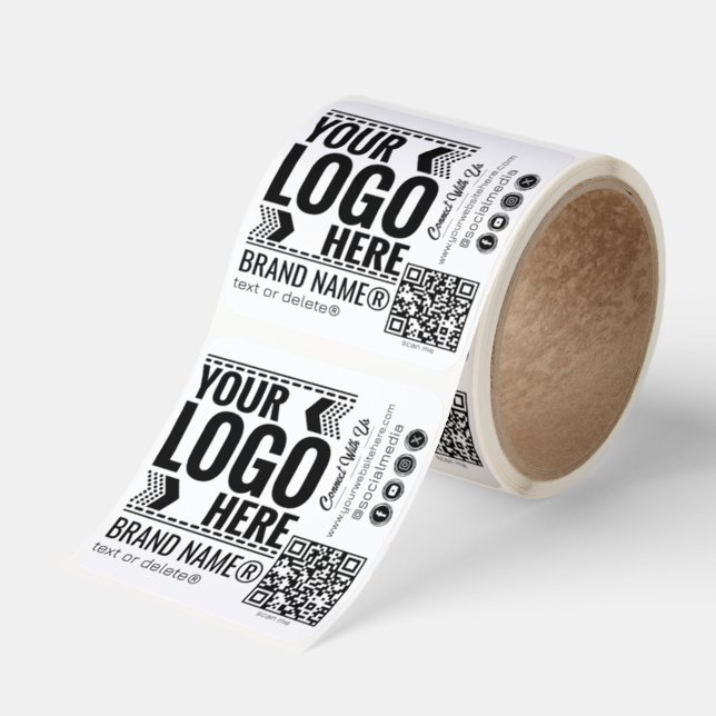 Custom Logo, Business or Brand Logo Personalized  Square Sticker (Roll)