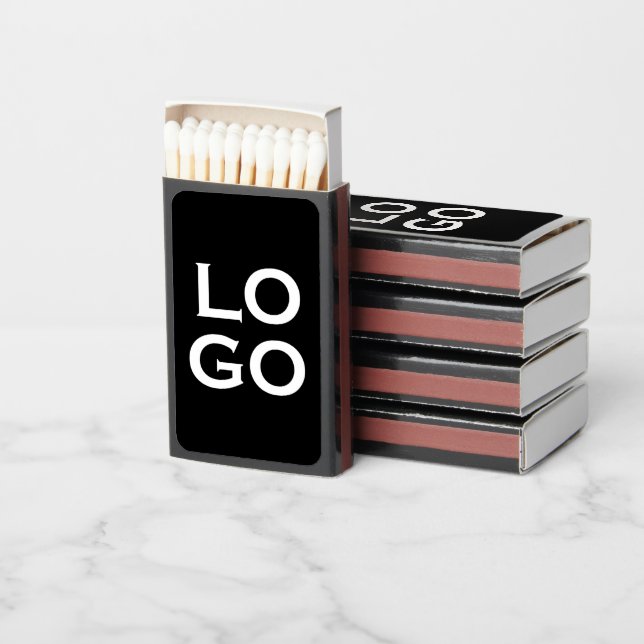 Custom Logo Business or Company on Black Matchboxes (Stacked)