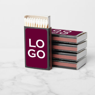 Custom Logo Business or Company on Burgundy Matchboxes