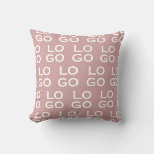 Custom Logo Business or Company on Dusty Rose Pink Throw Pillow