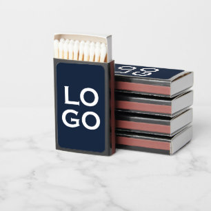 Custom Logo Business or Company on Navy Blue Matchboxes