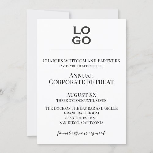 Custom Logo Business or Corporate Event  Invitation