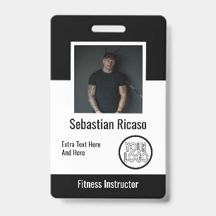 Custom Logo Business Personalized Black White Badge