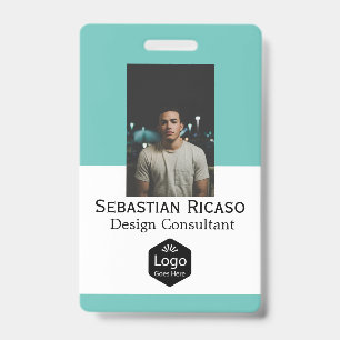 Custom Logo Business Personalized Green White Badge