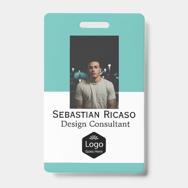 Custom Logo Business Personalized Green White Badge (Front)