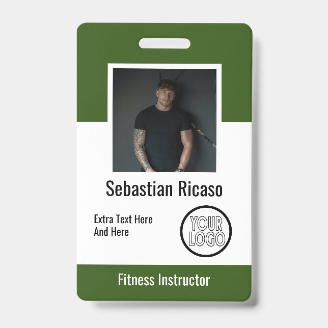 Custom Logo Business Personalized Green White Badge (Front)