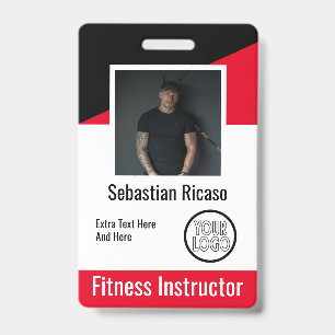 Custom Logo Business Personalized Red Black White Badge