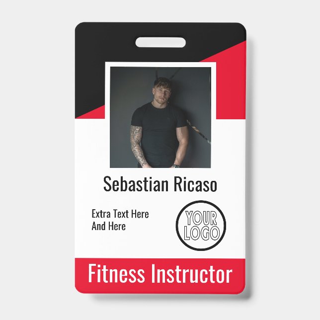 Custom Logo Business Personalized Red Black White Badge (Front)