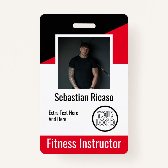 Custom Logo Business Personalized Red Black White Badge (Front)