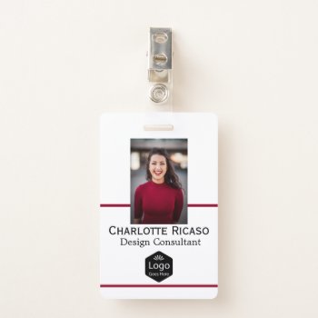 Custom Logo Business Personalized Red White Black Badge by Ricaso_Intros at Zazzle
