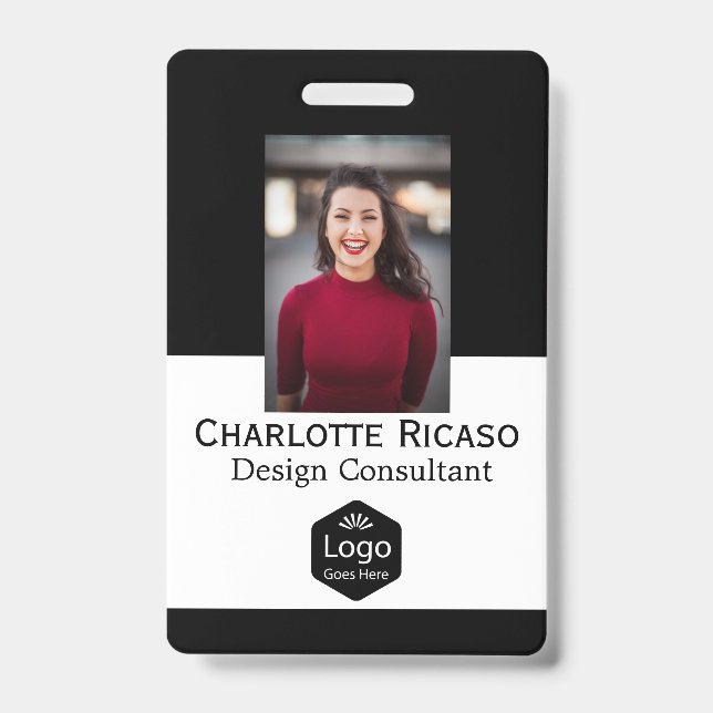 Custom Logo Business Personalized Red White Black Badge (Front)