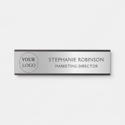 Custom Logo Business Professional Faux Silver Door Sign