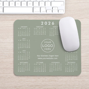 Custom Logo Business Promo 2026 Calendar Green Mouse Pad