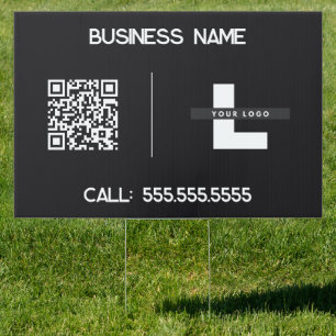 Custom Logo Business QR Black Sign