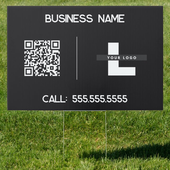 Custom Logo Business QR Black Sign (Insitu)