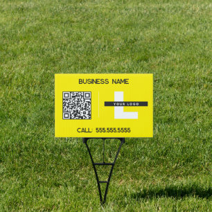 Custom Logo Business QR Code Black Sign