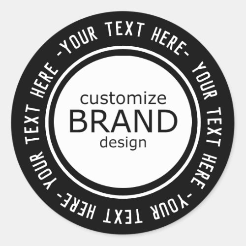 Custom Logo Business Round Stickers Black  White
