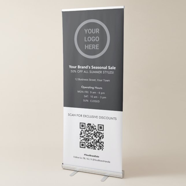 Custom Logo Business Sales Promotions QR Code Retractable Banner (3/4)
