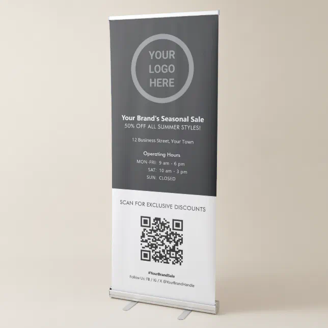 Custom Logo Business Sales Promotions QR Code Retractable Banner | Zazzle