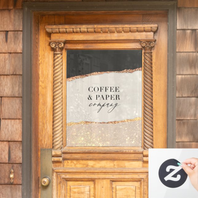 Custom Logo Business Sign Black Cream Gold Glitter (Home Door)