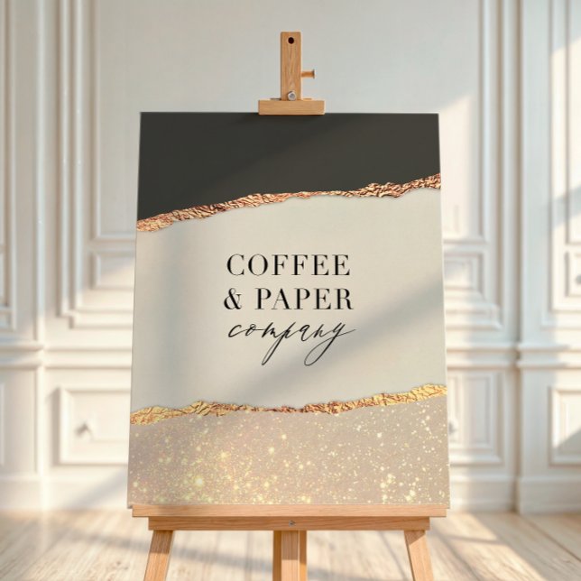 Custom Logo Business Sign Black Cream Gold Glitter (Creator Uploaded)