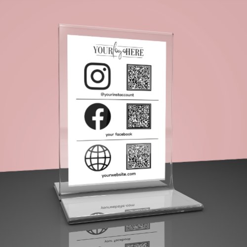 Custom Logo Business Social Media Sign Table Card