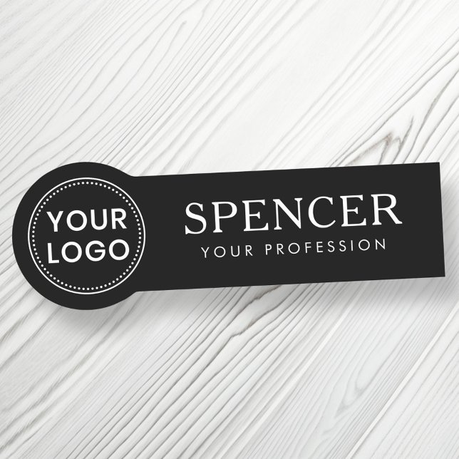 Custom logo business staff employee black name tag (Creator Uploaded)
