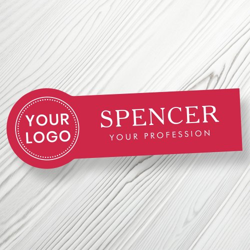 Custom logo business staff employee red name tag