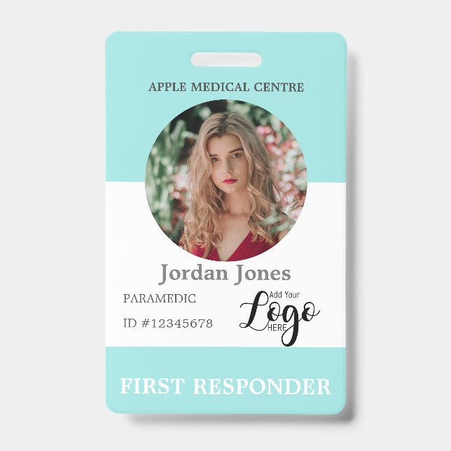 custom logo business staff Photo ID Security Badge (Front)