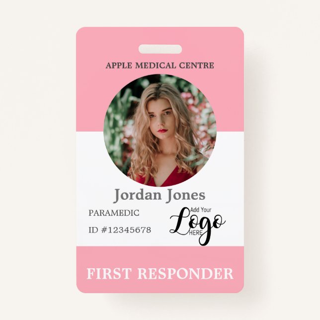 custom logo business staff Photo ID Security ID Ba Badge (Front)