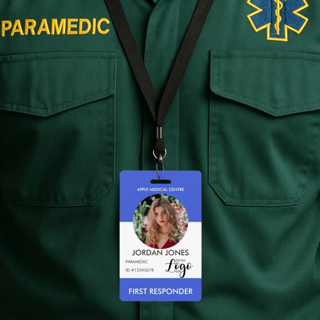 custom logo business staff Photo Security blue Badge (Creator Uploaded)