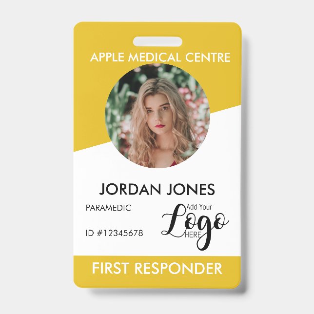 custom logo business staff Photo Security yellow Badge (Front)