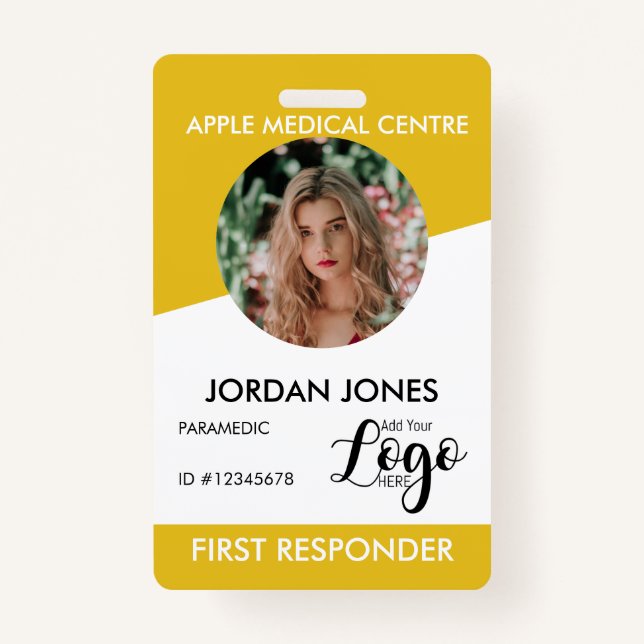 custom logo business staff Photo Security yellow Badge (Front)
