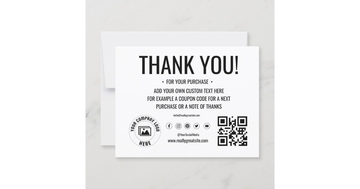 Custom Logo Business Thank You Card | Zazzle