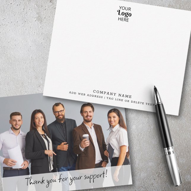 Custom Logo Business Thank You Company Name Photo Note Card (Creator Uploaded)