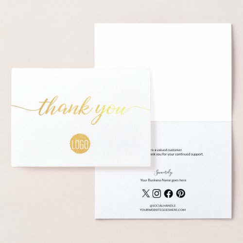 Custom Logo Business thank you Social Icons Foil Card