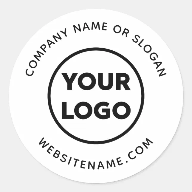 Custom Logo Business Website and Slogan Classic Round Sticker | Zazzle