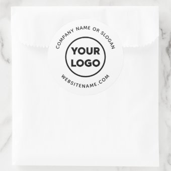 Custom Logo Business Website and Slogan Classic Round Sticker | Zazzle